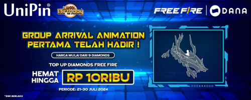 Group Arrival Animation Pertama Telah Hadir & Top Up Diamonds Free Fire Pakai Voucher DANA Deals Bisa Hemat Hingga Rp 10Ribu!
